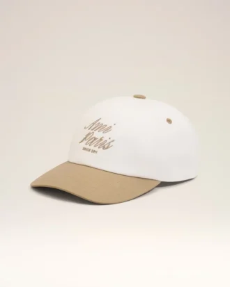 Beige and White Bicolor Cotton Ami Paris Cap Beige and White Bicolor Cotton Ami Paris Cap