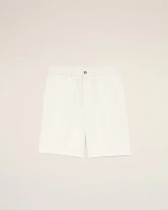 Beige Blended Linen Elasticated Waist Ami De Coeur Shorts