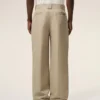 Beige Cotton Baggy Trousers Beige Cotton Baggy Trousers