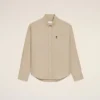 Beige Cotton Boxy Embroidered Ami De Coeur Shirt Beige Cotton Boxy Embroidered Ami De Coeur Shirt