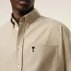 Beige Cotton Boxy Embroidered Ami De Coeur Shirt Beige Cotton Boxy Embroidered Ami De Coeur Shirt