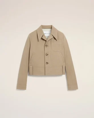 Beige Cotton Buttoned Jacket