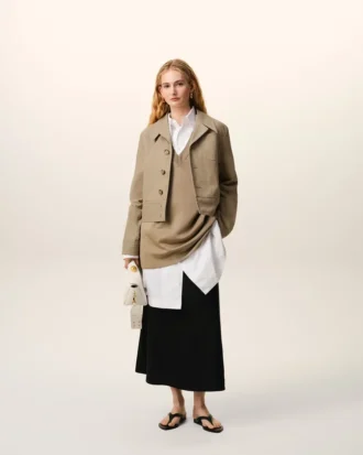 Beige Cotton Buttoned Jacket