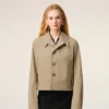 Beige Cotton Buttoned Jacket Beige Cotton Buttoned Jacket