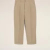 Beige Cotton Carrot Oversized Trousers Beige Cotton Carrot Oversized Trousers