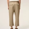 Beige Cotton Carrot Oversized Trousers Beige Cotton Carrot Oversized Trousers