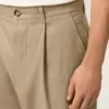 Beige Cotton Carrot Oversized Trousers Beige Cotton Carrot Oversized Trousers