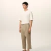 Beige Cotton Carrot Oversized Trousers Beige Cotton Carrot Oversized Trousers