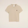 Beige Cotton Cropped Ami De Coeur T-Shirt Beige Cotton Cropped Ami De Coeur T-Shirt