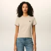 Beige Cotton Cropped Ami De Coeur T-Shirt Beige Cotton Cropped Ami De Coeur T-Shirt