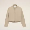 Beige Cotton Cropped Embossed Ami De Coeur Shirt Beige Cotton Cropped Embossed Ami De Coeur Shirt