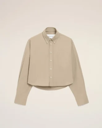 Beige Cotton Cropped Embossed Ami De Coeur Shirt