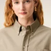 Beige Cotton Cropped Embossed Ami De Coeur Shirt Beige Cotton Cropped Embossed Ami De Coeur Shirt