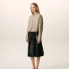 Beige Cotton Cropped Embossed Ami De Coeur Shirt Beige Cotton Cropped Embossed Ami De Coeur Shirt
