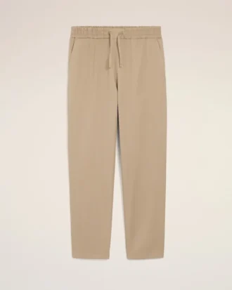 Beige Cotton Elasticated Waist Trousers