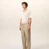 Beige Cotton Elasticated Waist Trousers Beige Cotton Elasticated Waist Trousers