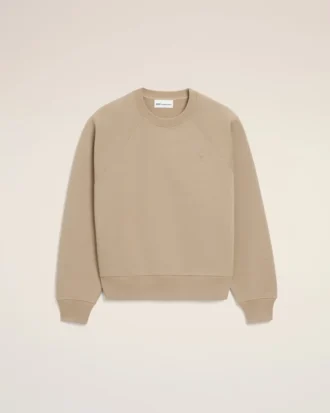 Beige Cotton Embossed Ami De Coeur Sweatshirt