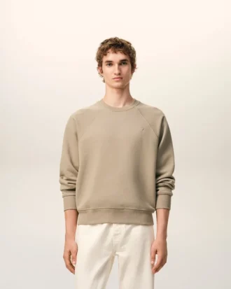 Beige Cotton Embossed Ami De Coeur Sweatshirt