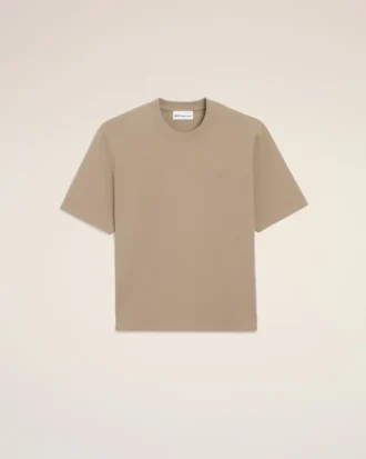 Beige Cotton Embossed Ami De Coeur T-Shirt