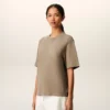 Beige Cotton Embossed Ami De Coeur T-Shirt Beige Cotton Embossed Ami De Coeur T-Shirt
