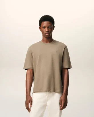 Beige Cotton Embossed Ami De Coeur T-Shirt