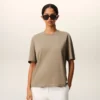 Beige Cotton Embossed Ami De Coeur T-Shirt Beige Cotton Embossed Ami De Coeur T-Shirt