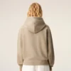 Beige Cotton Embossed Ami De Coeur Zipped Hoodie Beige Cotton Embossed Ami De Coeur Zipped Hoodie