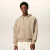 Beige Cotton Embossed Ami De Coeur Zipped Hoodie Beige Cotton Embossed Ami De Coeur Zipped Hoodie
