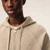 Beige Cotton Embossed Ami De Coeur Zipped Hoodie Beige Cotton Embossed Ami De Coeur Zipped Hoodie