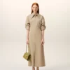 Beige Cotton Fitted Shirt Dress Beige Cotton Fitted Shirt Dress
