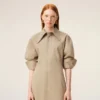 Beige Cotton Fitted Shirt Dress Beige Cotton Fitted Shirt Dress