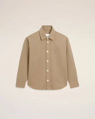 Beige Cotton Knitted Ami De Coeur Overshirt