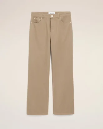 Beige Cotton Large Fit Jeans