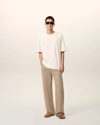 Beige Cotton Large Fit Jeans