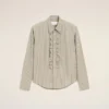 Beige Cotton Long Sleeve Ruffled Adjusted Shirt Beige Cotton Long Sleeve Ruffled Adjusted Shirt