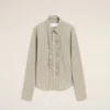 Beige Cotton Long Sleeve Ruffled Adjusted Shirt Beige Cotton Long Sleeve Ruffled Adjusted Shirt