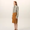 Beige Cotton Long Sleeve Ruffled Adjusted Shirt Beige Cotton Long Sleeve Ruffled Adjusted Shirt