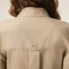 Beige Cotton Sharp Collar Fitted Shirt Beige Cotton Sharp Collar Fitted Shirt
