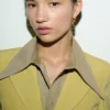 Beige Cotton Sharp Collar Fitted Shirt Beige Cotton Sharp Collar Fitted Shirt