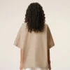 Beige Cotton Stand up Collar Buttoned T Top Beige Cotton Stand up Collar Buttoned T Top