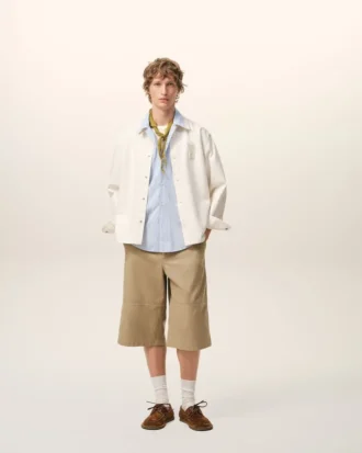 Beige Cotton Worker Bermuda Shorts