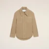 Beige Cotton Worker Buttoned Jacket Beige Cotton Worker Buttoned Jacket