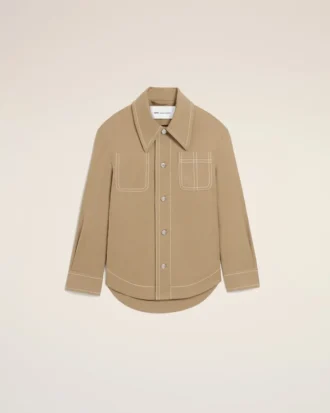 Beige Cotton Worker Buttoned Jacket