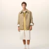 Beige Cotton Worker Buttoned Jacket Beige Cotton Worker Buttoned Jacket