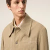 Beige Cotton Worker Buttoned Jacket Beige Cotton Worker Buttoned Jacket