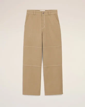 Beige Cotton Worker Trousers