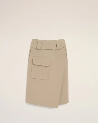 Beige Cotton Wrap Skirt