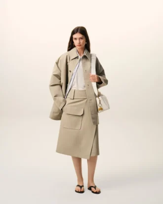 Beige Cotton Wrap Skirt