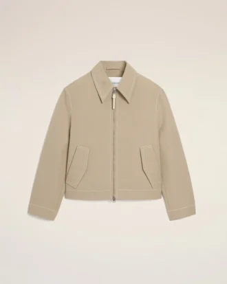 Beige Cotton Zipped Jacket