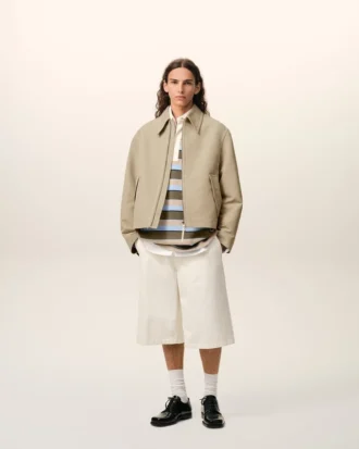 Beige Cotton Zipped Jacket